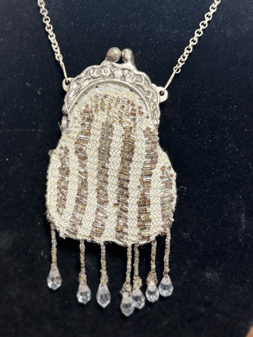 Antique Victorian Kiss-lock Beaded Mini Perfume Lipstick Coin Evening Purse